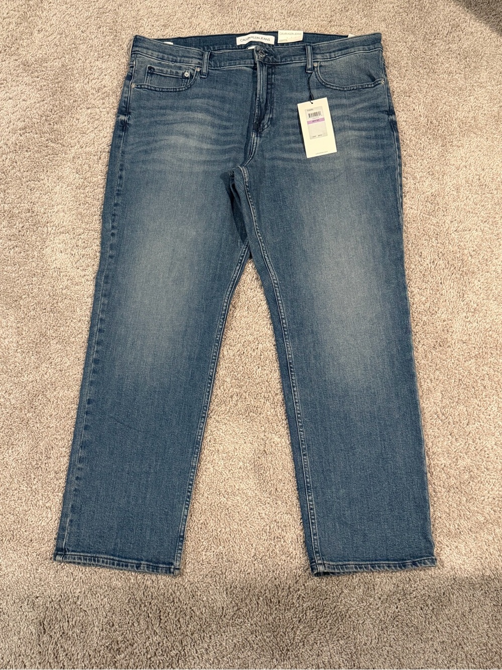 Calvin Klein Jeans Men’s Straight Leg Jeans 38x30 Chipped Blue NWT